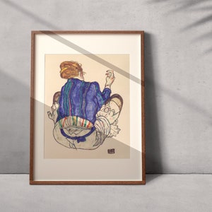Egon Schiele Rear view of a seated woman, 1917, fine art print, wall art, giclee print, vintage print