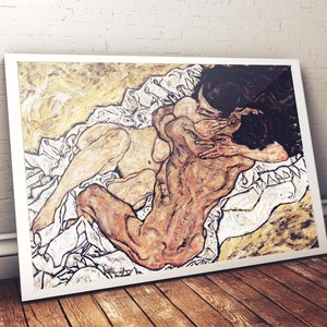 The embrace (Lovers II) by Egon Schiele, vintage art print, wall art, wall print