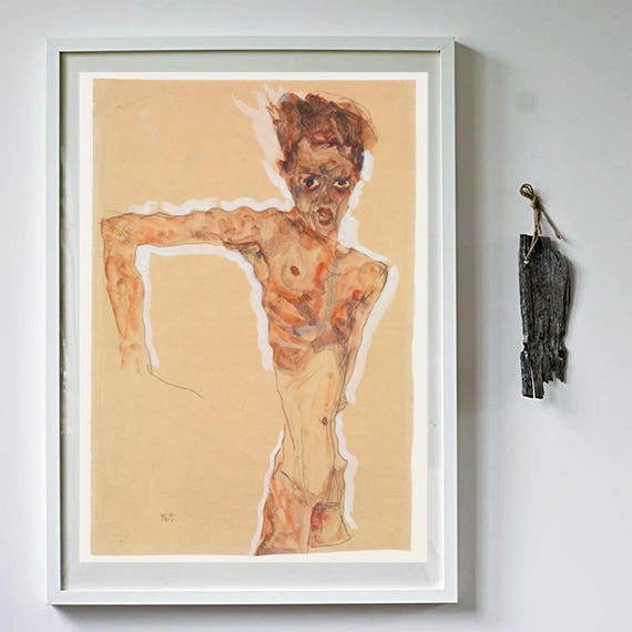 Egon Schiele Self-Portrait Giclee Canvas Print Paintings Poster Reproduction