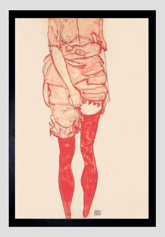 Stehende Frau IN Rot Vintage Wandkunst Poster Druck Bild Giclee Egon Schiele Stehende Frau IN Rot Vintage Wandkunst Poster Druck Bild Giclee Egon Schiele