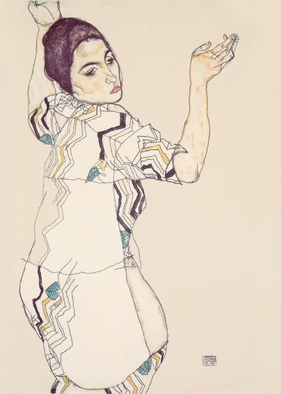 Zwei sich umarmende Frauen Wall Art Poster Print Egon Schiele