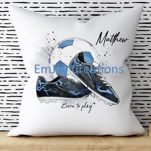 Personalized Football Cushion: Teen Room Decor, Soccer Gift