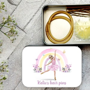 personalised Ballerina Hair Bun Kit: Dance Hair Accessories in Tin