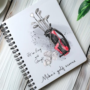 Cahier de golf personnalisé, cadeau pour fan de golf, cadeau pour papa, notes sur le thème du golf, cahier pour amateur de sport, cahier pour amateur de golf,