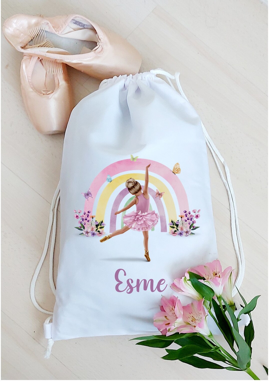 Personalised Ballerina Dance Bag, Ballet Bag, Personalised Drawstring