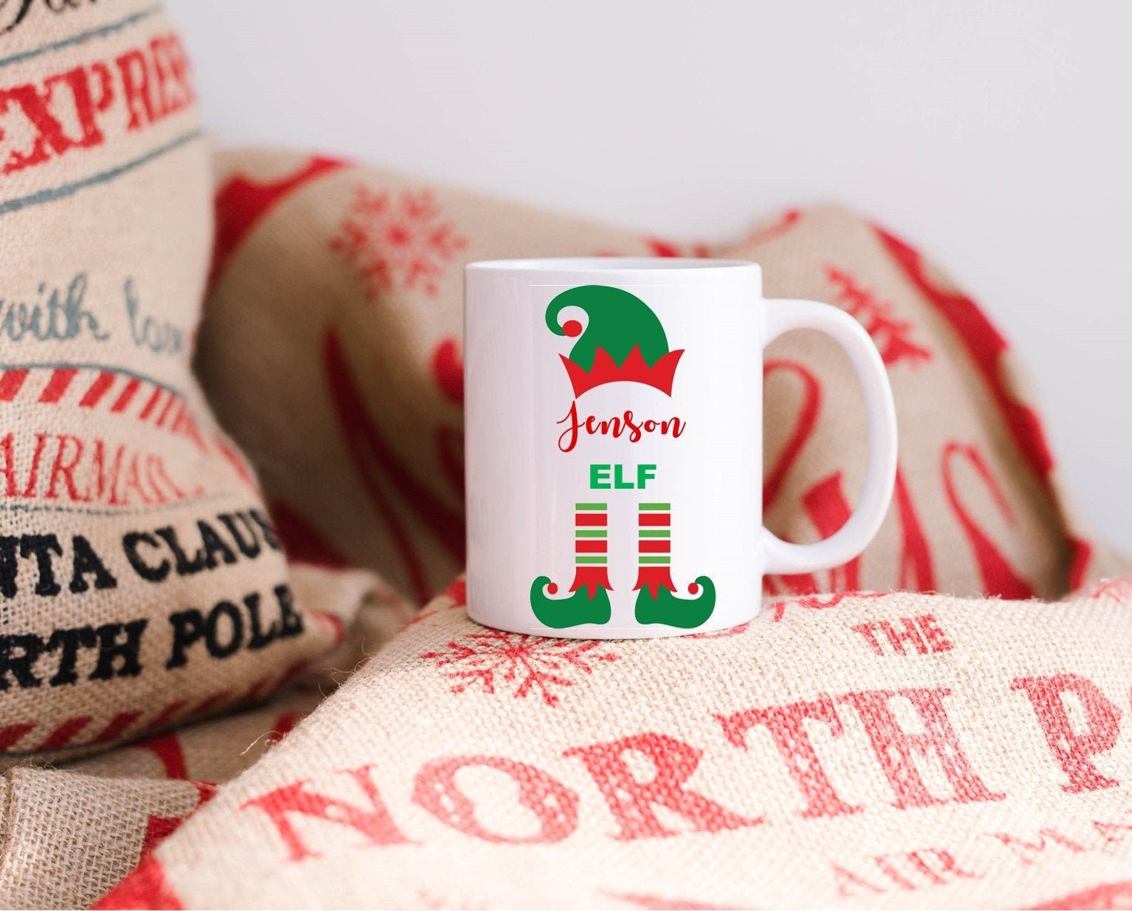 Personalised Elf Mug, Christmas Mug, Elf on the Shelf, Personalised Christmas Elf Mug - Etsy