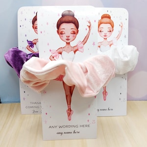 Biglietto con elastico per capelli a forma di ballerina, bomboniera per compleanno, riempitivo per sacchetti di compleanno a forma di ballerina, regalo con elastico per capelli personalizzato