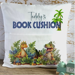 personalised Dinosaur Reading Cushion: Boys Bedroom Decor