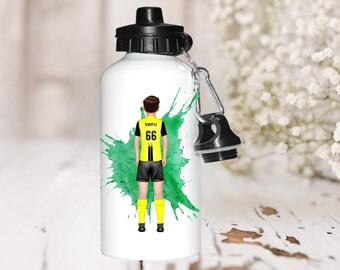 Personalised Football Water Bottle: any team/kit colour - customised to your footballer