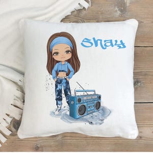 Gepersonaliseerd kussen hiphopmeisje, custom streetdance-cadeau, kussen streetdanseres, cool tienerslaapkamerdecorcadeau, kussen commercieel danser