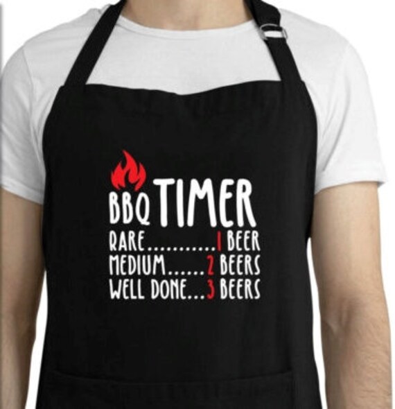 Men's BBQ Apron Funny BBQ Timer Apron Father's Day Etsy
