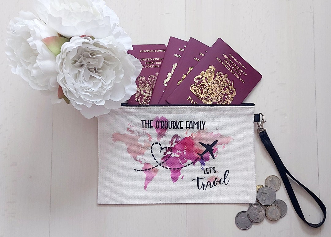 Personalised Family Passport Holder, Travel Document Storage, Travel