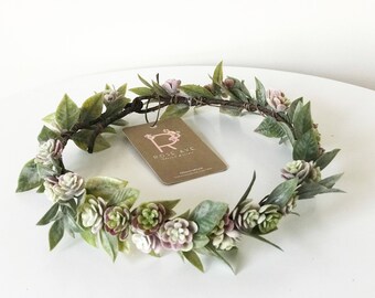 succulent crown, succulent and greenery crown, bridal crown, flower girl crown, mommy and me crown