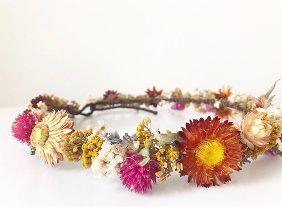 Dried flower crown, wedding flower crown, bridal crown, wildflower crown, bohemian crown, flower girl crown, bridesmaids gift, headwreath
