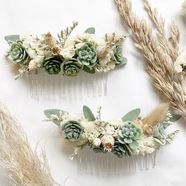 Bridal hair comb, succulent comb, wedding hair comb