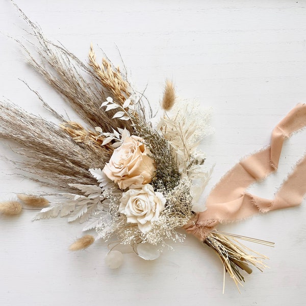 Beige and creme dried bridesmaids bouquet