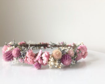 Flower crown, dried flower crown, mommy and me crown, flower girl crown, babys breath, boho wedding, bridal crown,