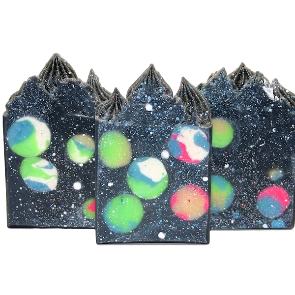 Activated Charcoal Soap, Galaxy Soap, Novelty Soap, Glitter Bath, Artisan Soap, Handmade Soap, Fruit Scented Soap, Unique Gift for Kids ,