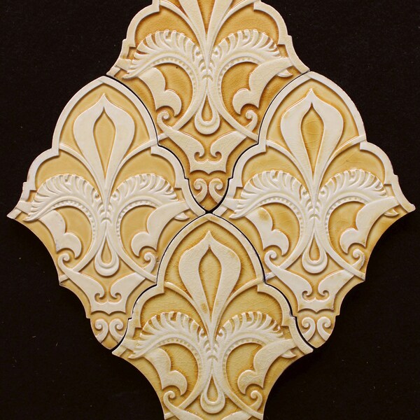 Original antique English Victorian tile 1894 Alhambra Palace design