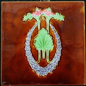 Original antique English Art Nouveau tile J. H. Barratt & Co C 1905
