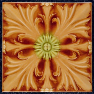 Unused original antique Art Nouveau tile Gilliot & Cie, Hemiksem 6 square