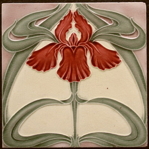 Carrelage Art Nouveau antique original fabriqué par Minton Hollins, Stoke-on-Trent