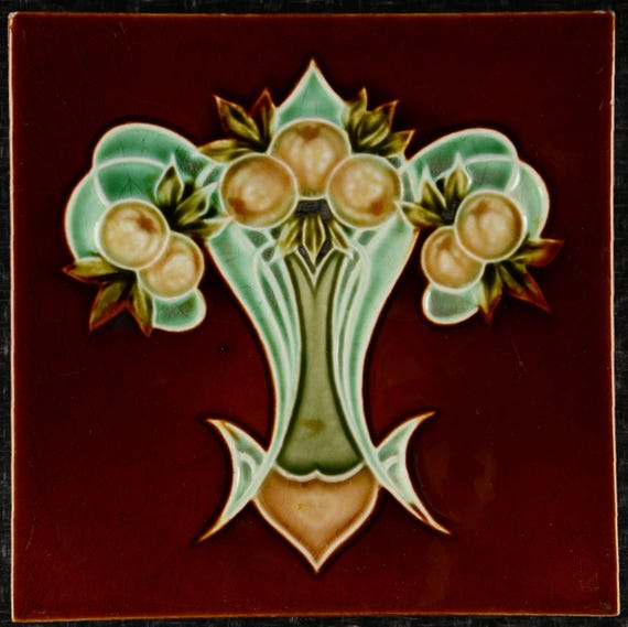 ☆イギリスアンティーク マジョリカタイル アールヌーボー