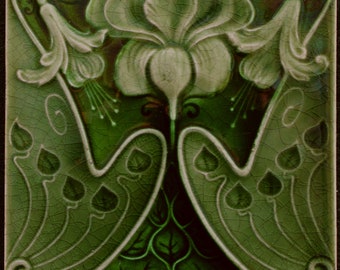 Original antique English Art Nouveau tile H. Richards RdNo for 1901