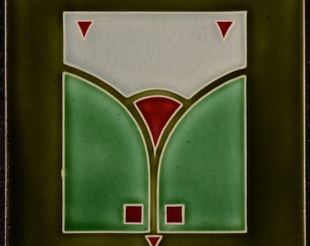 Original DT-AG Art Nouveau tile Jugendstil fliese C1900 Geometric design