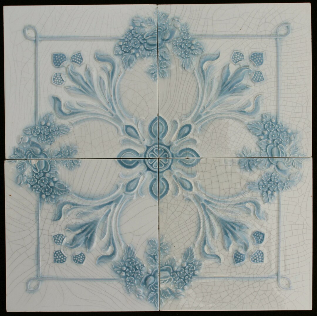 4 Original Antique Art Nouveau Tiles Gilliot & Cie Hemiksem Etsy