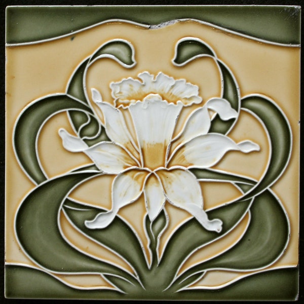 Offstein Nouveau tile Jugendstil fliese C1900 Flower design