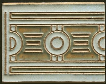 Porceleyne fles Delft cloisonne Tile  4" x 5" C 1925 Decoration in Gold Moorish design