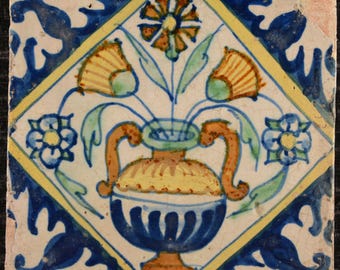 アンティーク デルフト タイル（花模様）、17 世紀 - Etsy 日本