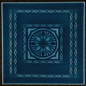 Wessel Bonn Blue Fisherman antique Art Nouveau tile C1900