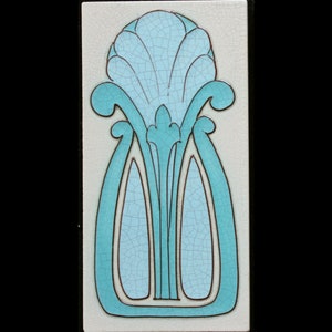Antieke Art Nouveau tegel Frankrijk C 1900 tubeline decoratie