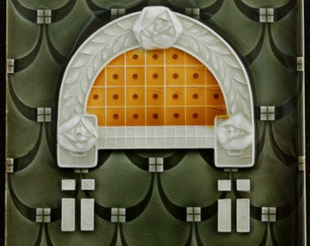 Original antique Art Nouveau tile made by: N.st.G. Norddeutsche Steingutfabrik