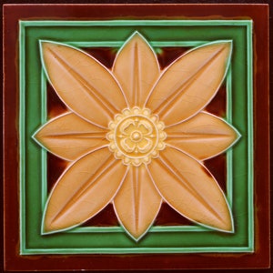 Unused original antique Art Nouveau tile Gilliot & Cie, Hemiksem