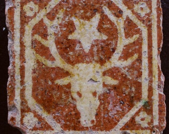 Late medieval French floor tile Château de Gilly-lès-Cîteaux, Argilly workshop, Burgundy 1625-1635