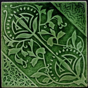 Original antique Art Nouveau tile england T&R Boote stylized flowers C1900