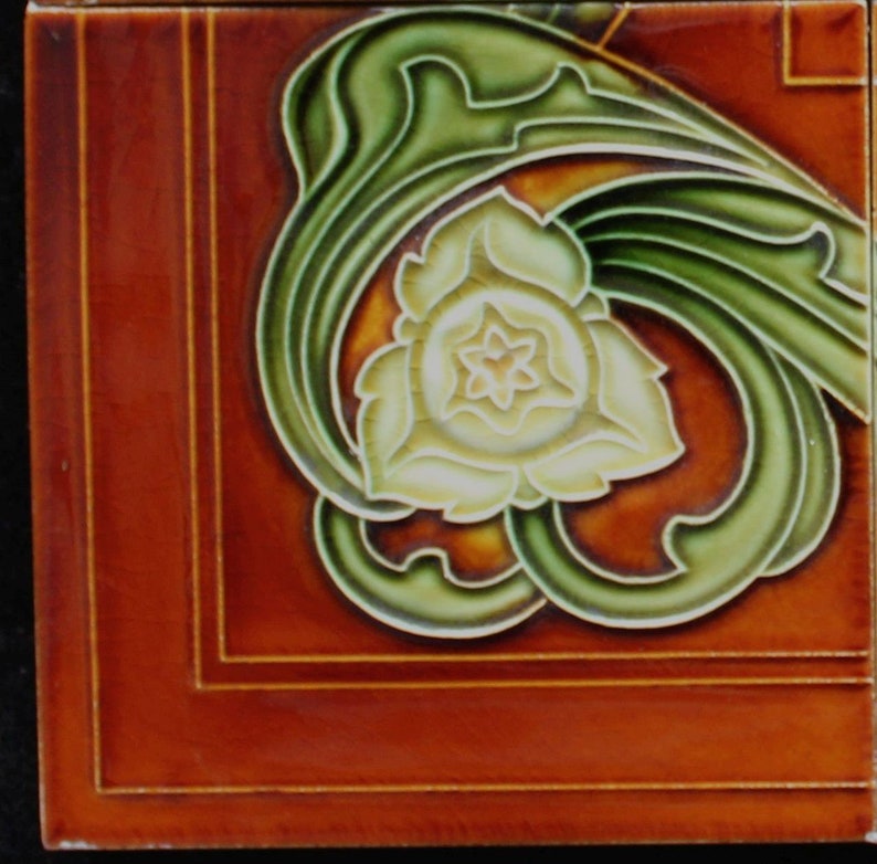 4 Original Antique Art Nouveau Tiles Made By Manufactures Etsy