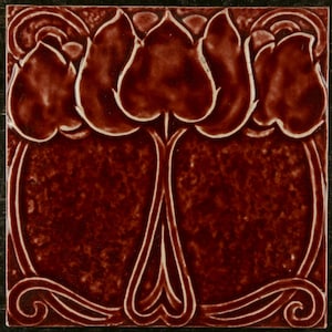 V&B Mettlach Nouveau tile Jugendstil fliese C1900 Red