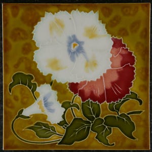 Carrelage original Art Nouveau C 1900 Servais Werke oeillets en fleurs