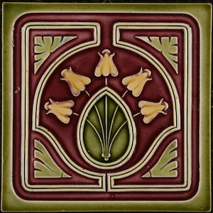 Antik art nouveau-blomplattor: German Tonindustrie, ca. 1900