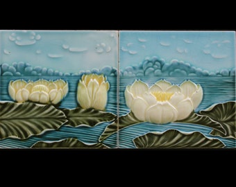 2 Art Nouveau tiles NstG Germany C1900