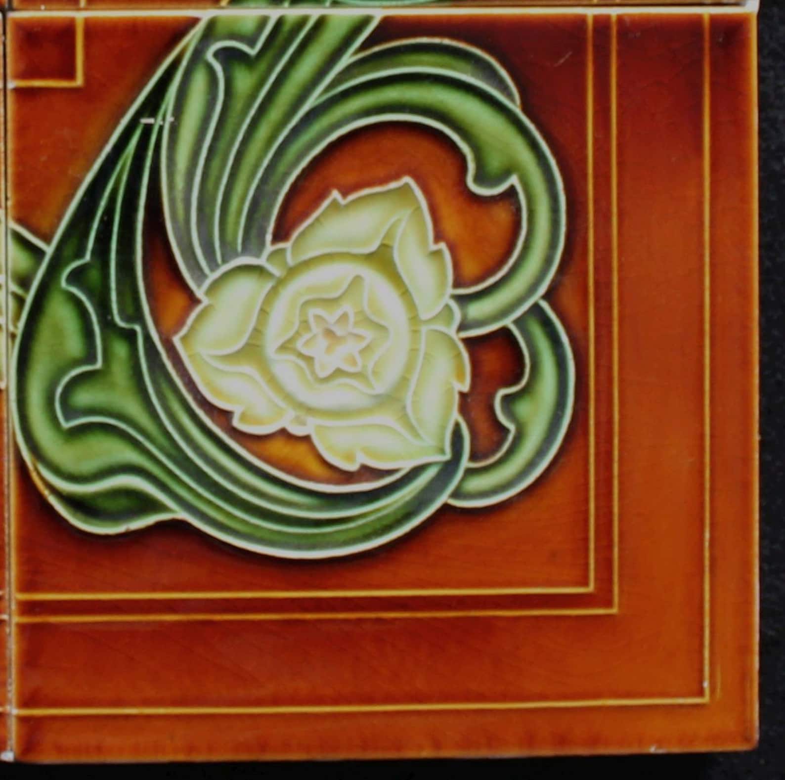4 Original Antique Art Nouveau Tiles Made By Manufactures Etsy