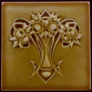 Original antique English Art Nouveau tile H. Richards 1906