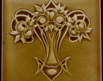Original antique English Art Nouveau tile H. Richards 1906