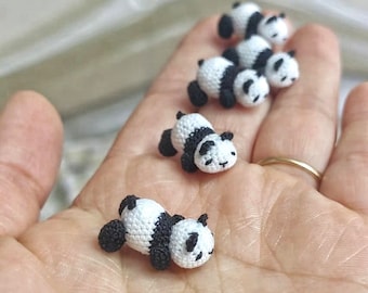 Crochet art, mini Crochet Panda, micro crochet animals, micro crochet collection,handmade craft