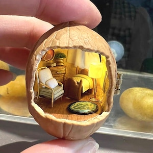 Walnut Shell doll house,Xmas gift,miniature doll house,miniature landscape,gift idea