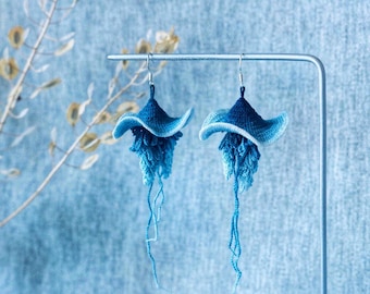 Crochet earrings,handmade Jellyfish earrings,gift for Mom,Handmade jewelry,crochet Art,the bridesmaid gifts,wedding gifts